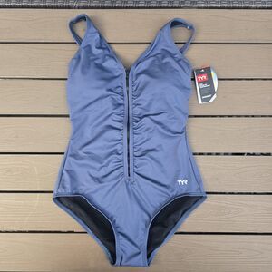 TYR Women's Storm V-Neck Zipper Controlfit 1 Piece Swimsuit Sz 8 New